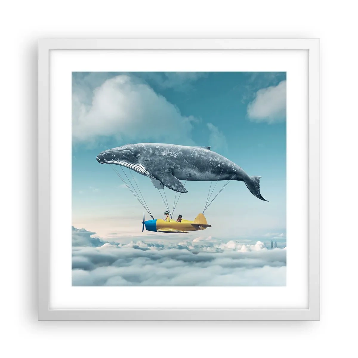 Poster în ramă albă - De ce nu? - 40x40 cm