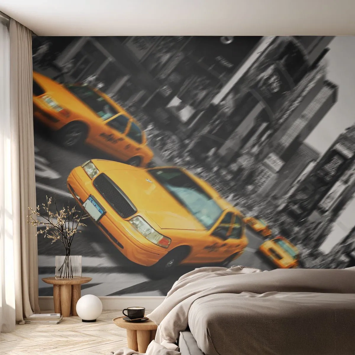 Tapet Premium Canvas - Picături de soare la New York - Oraș, Ney York, Taxi - 250x175 cm