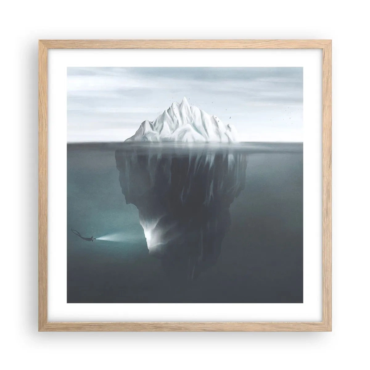Poster în ramă de stejar deschis - Un mister subacvatic - 50x50 cm