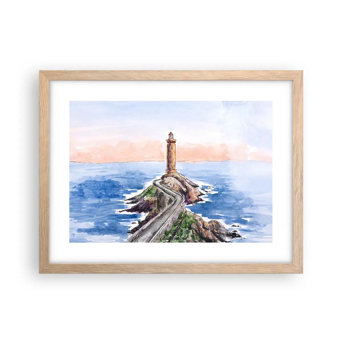 Poster în ramă de stejar deschis - Cu fața la mare - 40x30 cm