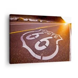 Tablou pe pânză Canvas - Ruta 66 la apus - 70x50cm - Celebrul Route 66 - Decorațiune modernă pentru perete pentru living și dormitor ARTTOR