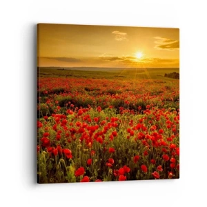 Tablou pe pânză - Printre valuri de pajiști care zumzăie, printre potop de flori - 40x40 cm