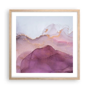 Poster în ramă de stejar deschis - Valuri de liliac și violet - 50x50 cm