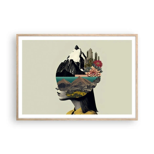 Poster în ramă de stejar deschis - Femeia - întotdeauna un mister - 100x70 cm