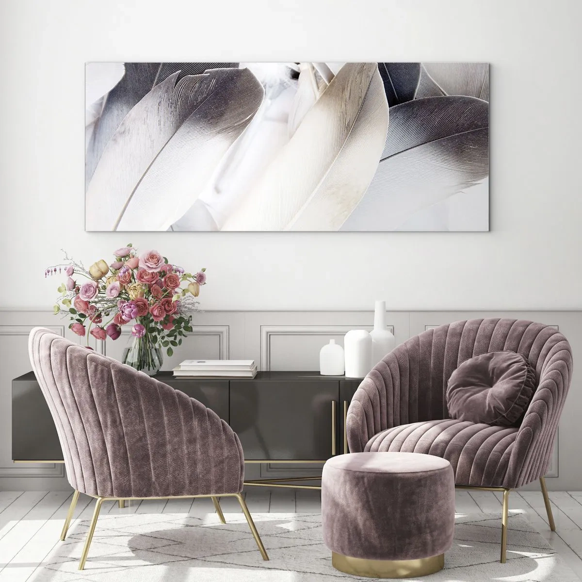 Tablou pe sticlă - Aproape angelice - 140x50 cm
