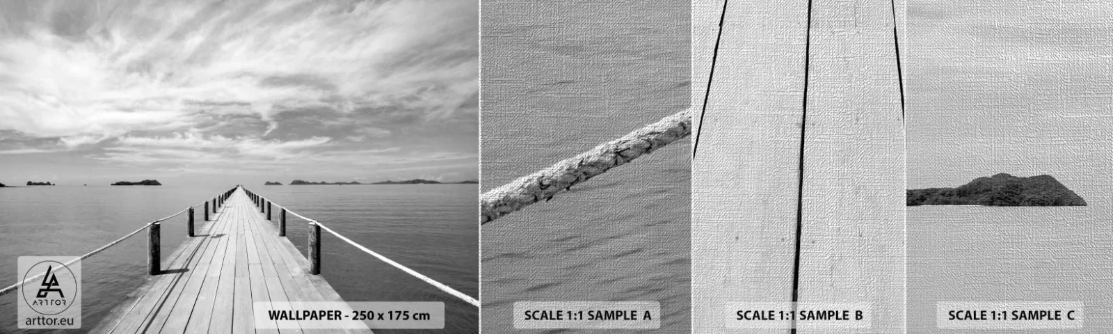 Mostră tapet Premium Canvas - Ce zici de o călătorie... - Peisaj, Mare, Pod de lemn - 100x30 cm