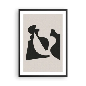 Poster în ramă neagră - Compoziție geometrică abstractă în negru și bej - 50x70cm - Pentru autoasamblare - Decorațiune modernă pentru perete pentru living și dormitor ARTTOR