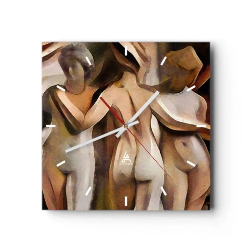 Ceas de perete - Ceas pe sticlă - Trei Grații 2.0 - 30x30 cm