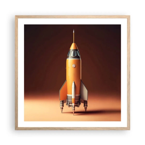 Poster în ramă de stejar deschis - Totul începe cu un vis - 60x60 cm