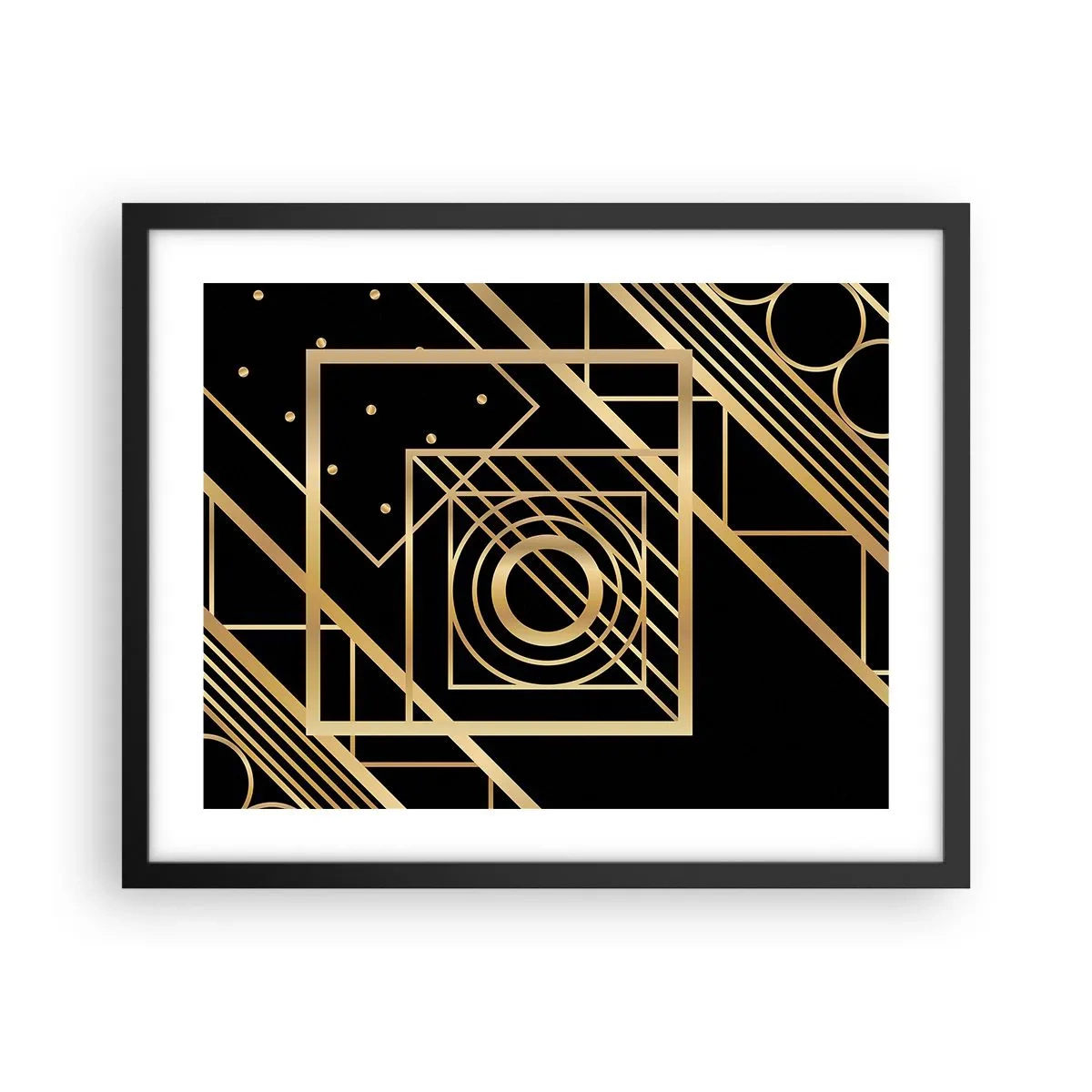Poster în ramă neagră - Geometrie de aur - 50x40 cm