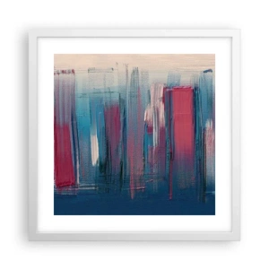 Poster în ramă albă - Compoziție verticală în albastru și roșu - 40x40 cm