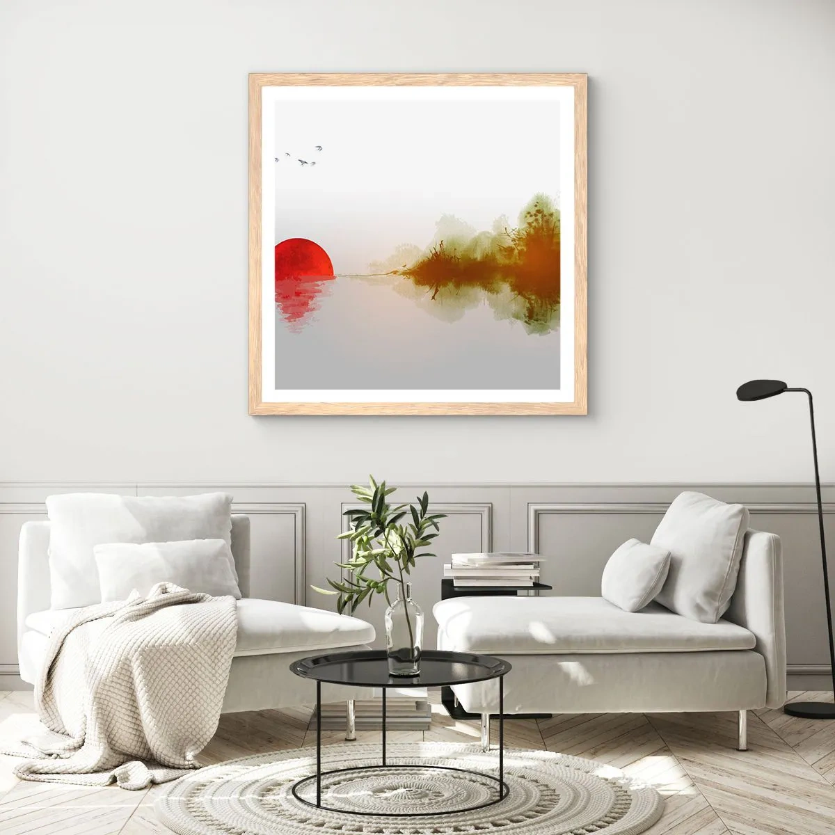 Poster în ramă de stejar deschis - Promisiune de liniște - 40x40 cm