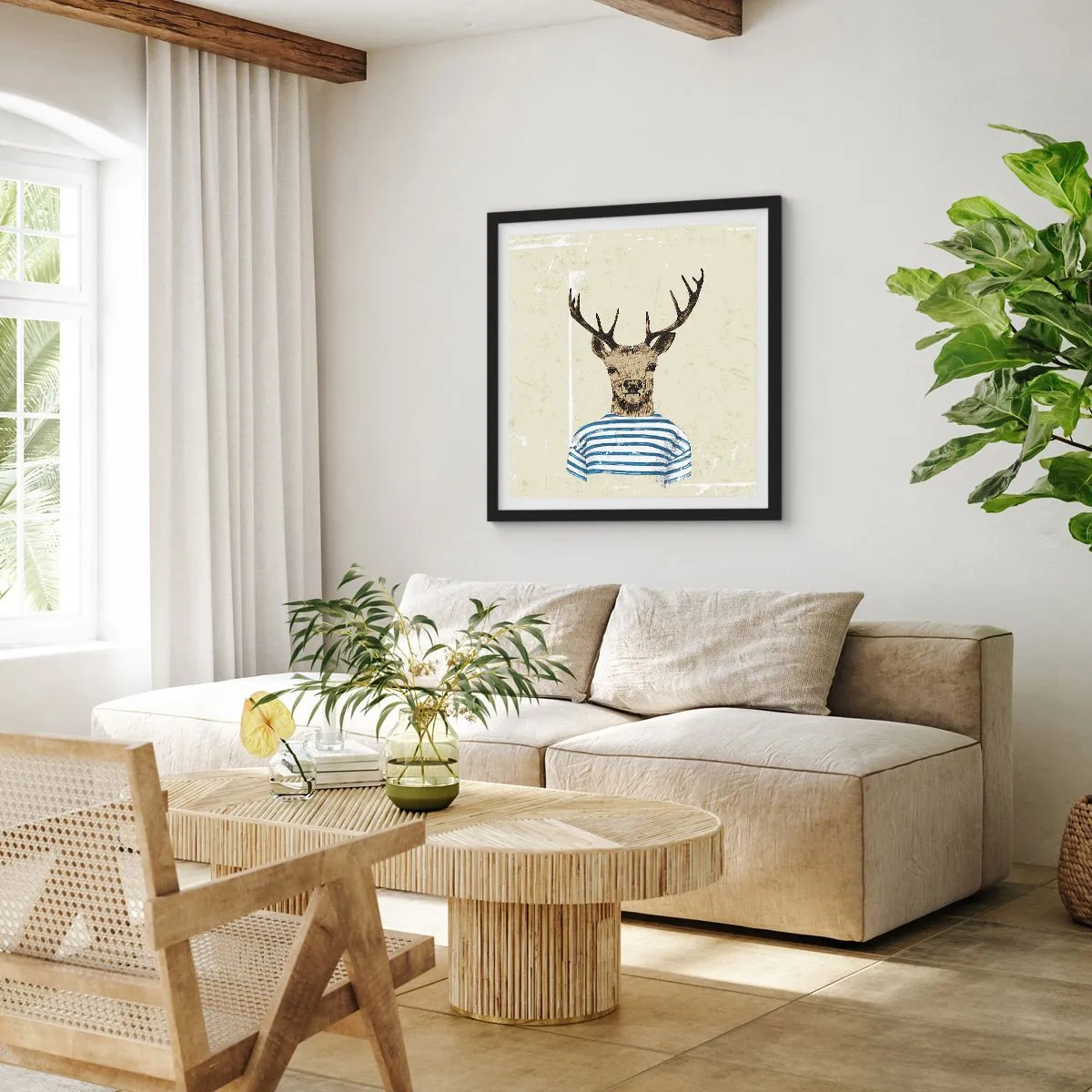 Poster în ramă neagră - Pentru că îmi plac cămășile cu dungi! - 60x60 cm