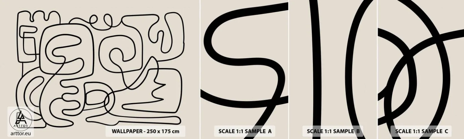 Mostră tapet autocolant Deluxe Sticker - Pe traseu - Abstracția, Bucată, Linie de arta - 100x30 cm