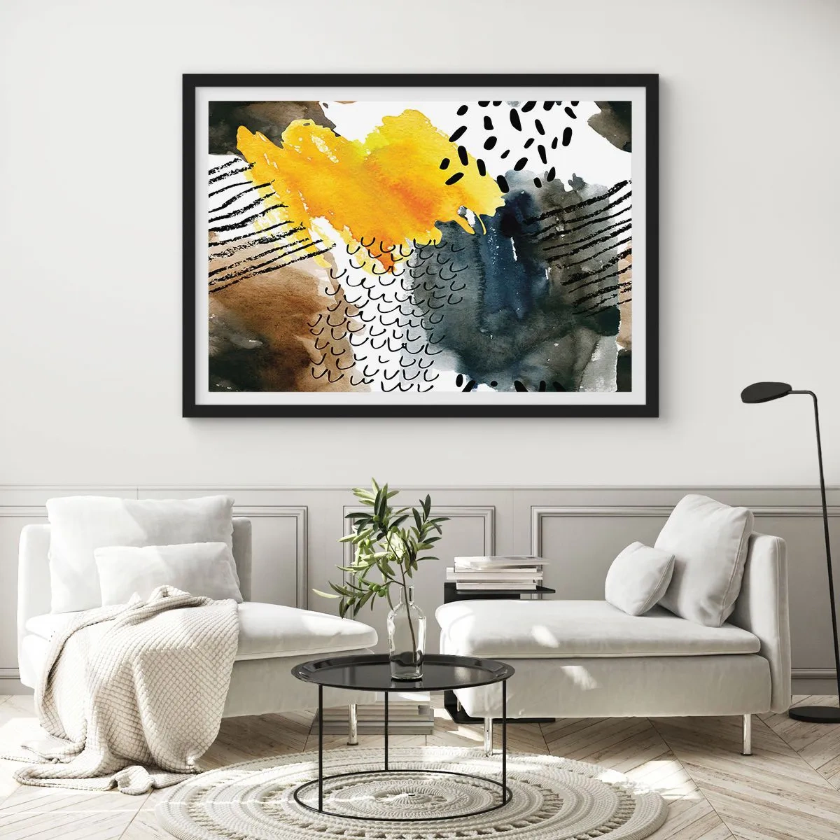 Poster în ramă neagră - O întâlnire a elementelor - 70x50 cm