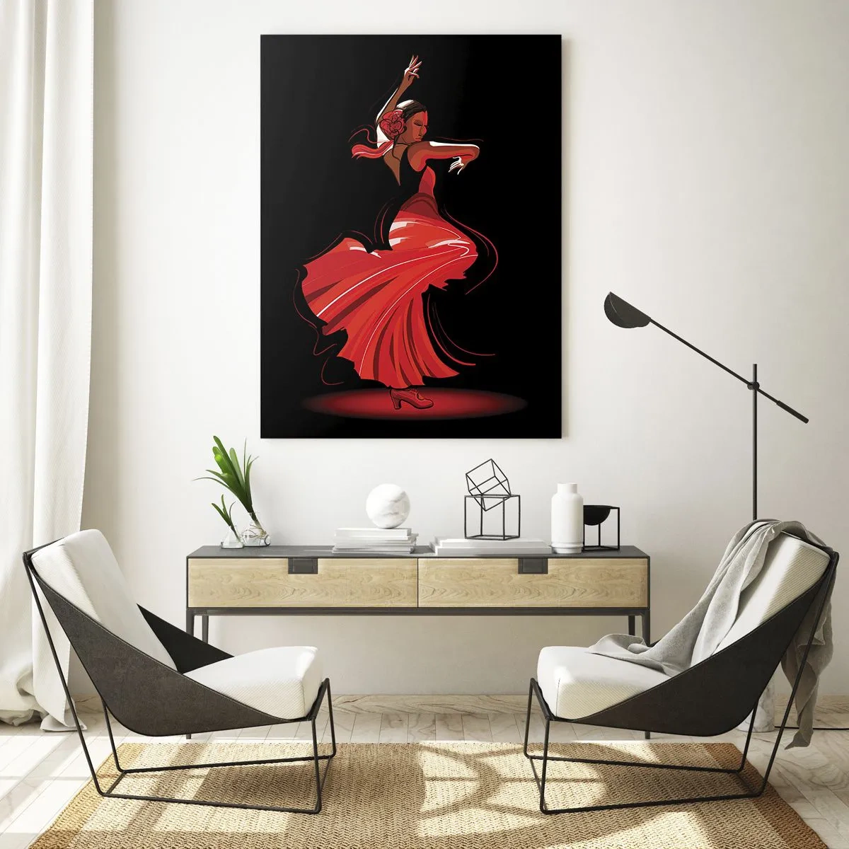 Tablou pe sticlă - Spiritul înflăcărat al flamenco-ului - 80x120 cm