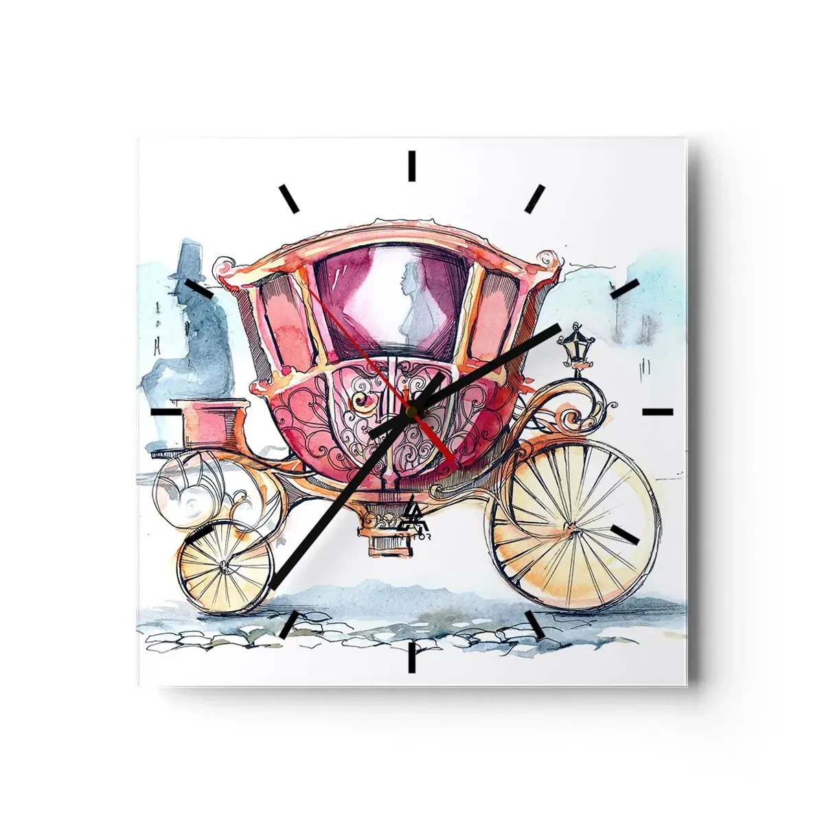 Ceas de perete - Ceas pe sticlă - Pentru nuntă sau pentru bal? - 30x30 cm