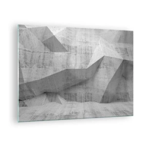 Tablou pe sticlă - Structură geometrică din beton în nuanțe de gri - 70x50cm - O adevărată provocare - Decorațiune modernă pentru perete pentru living și dormitor ARTTOR