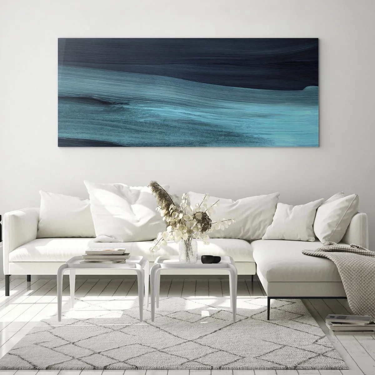 Tablou pe sticlă - Du-te cu fluxul - 90x30 cm