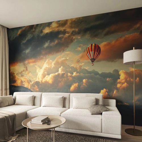Tapet Premium Sand - Zbor pentru că vreau - Abstracția, Zborul cu balonul, Munţi - 100x70 cm