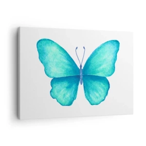 Tablou pe pânză Canvas - Fluture albastru în stil acuarelă pe fundal alb - 70x50cm - Turcoaz prin natura - Decorațiune modernă pentru perete pentru living și dormitor ARTTOR