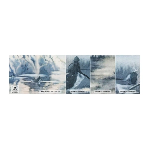 Mostră tapet autocolant Deluxe Sticker - Pescarii în paradisul lor - Abstracția, Lac, Pescuit - 100x30 cm