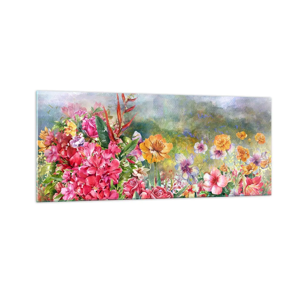 Tablou pe sticlă - O grădină înnebunită - 100x40 cm