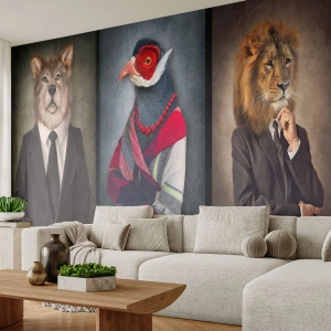 Fototapetă personalizată Premium Canvas - Ce caut eu aici!? - Abstracția, Câine, Pasăre