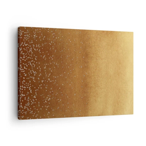 Tablou pe pânză Canvas - Un gradient auriu cu strălucire subtilă și ornamente - 70x50cm - Nașterea luminii - Decorațiune modernă pentru perete pentru living și dormitor ARTTOR
