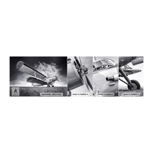 Mostră de Tapet Standard Eco - Rătăcitorul înaripat - Avion, Avioane, alb-negru - 100x30 cm