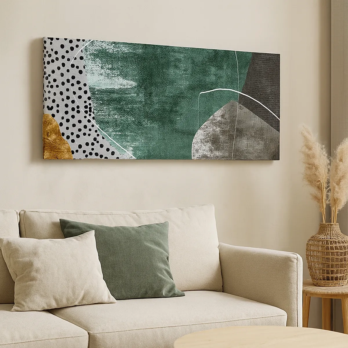 Tablou pe pânză - Abstracție colorată cu fulgi de aur - 30x30 cm