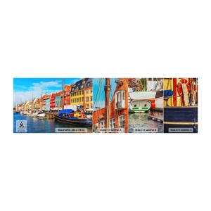 Mostră tapet Premium Sand - Portul vesel - Copenhaga, Oras vechi, Arhitectură - 100x30 cm
