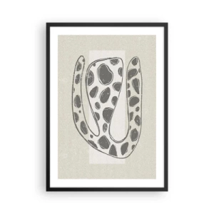 Poster în ramă neagră - Formă organică abstractă în nuanțe de gri - 50x70cm - O creatură bizară - Decorațiune modernă pentru perete pentru living și dormitor ARTTOR