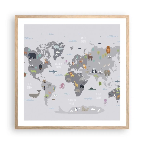 Poster în ramă de stejar deschis - Spune-mi de unde ești... - 60x60 cm