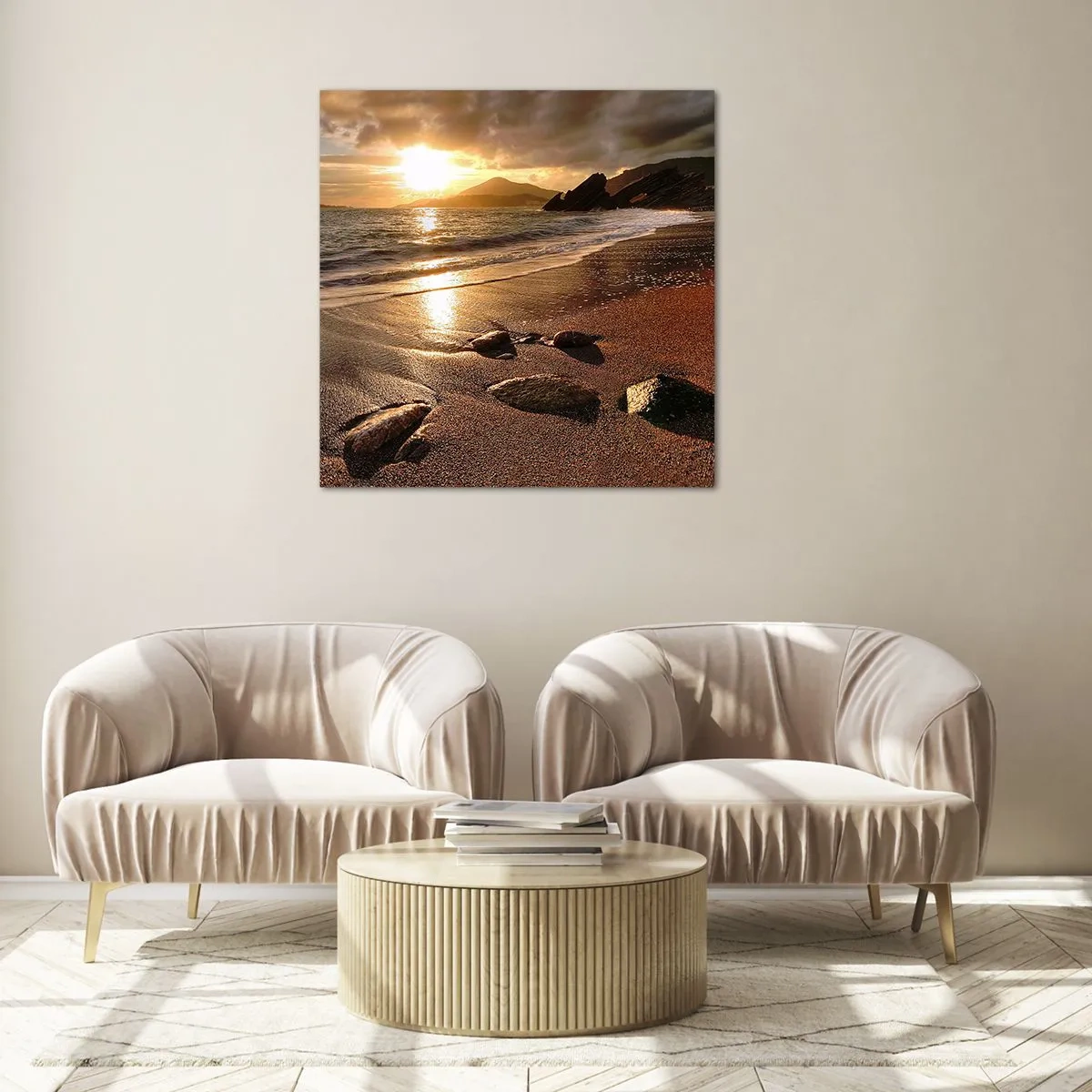 Tablou pe sticlă - Urmează soarele spre dealuri - 70x70 cm