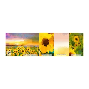 Mostră tapet autocolant Deluxe Sticker - Soarele însuși a coborât pe pământ - Câmp de floarea soarelui, floarea soarelui, Natură - 100x30 cm