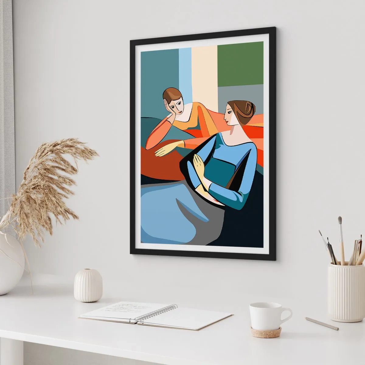 Poster în ramă neagră - Un moment de confidențe - 61x91 cm