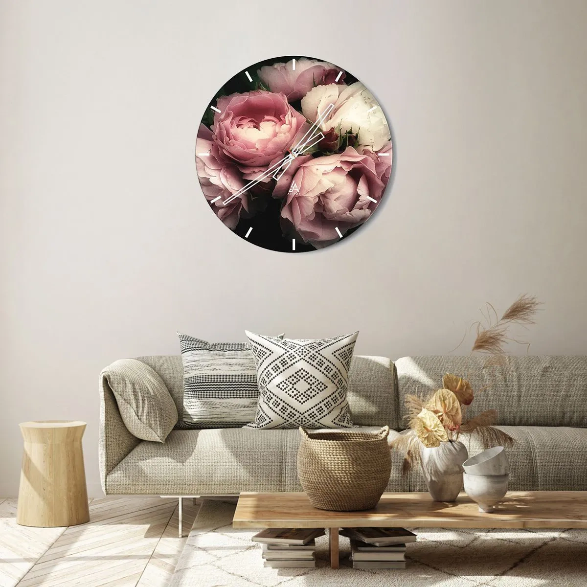 Ceas de perete - Ceas pe sticlă - Farmecul belle epoque - 30x30 cm