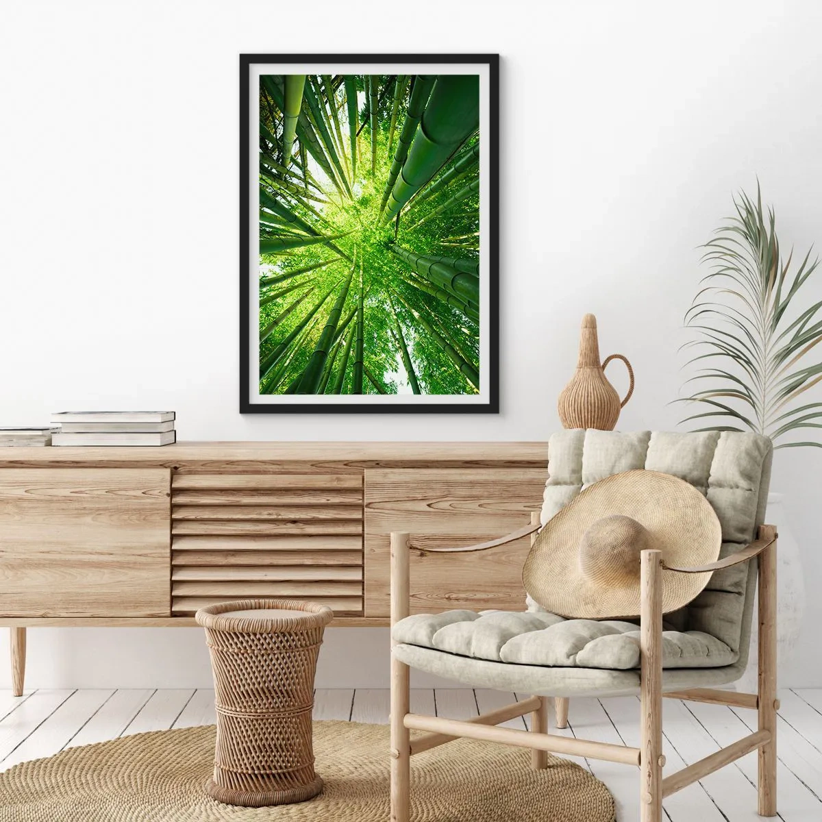 Poster în ramă neagră - Într-o pădure de bambus - 40x50 cm