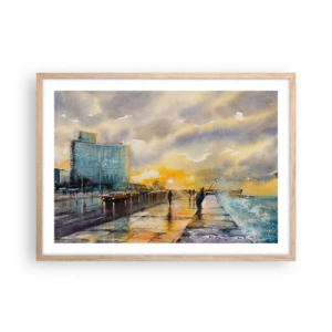 Poster în ramă de stejar deschis - Viața pe țărm - 70x50 cm