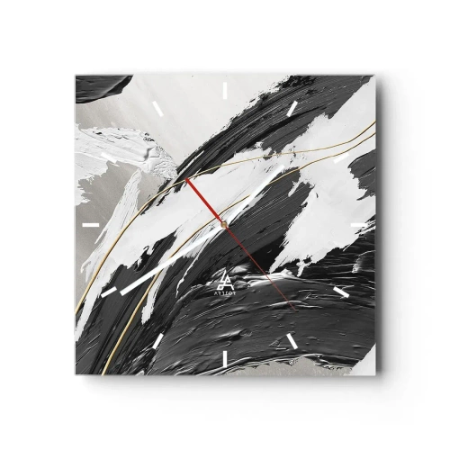 Ceas de perete - Ceas pe sticlă - Abstracție cu fler - 40x40 cm