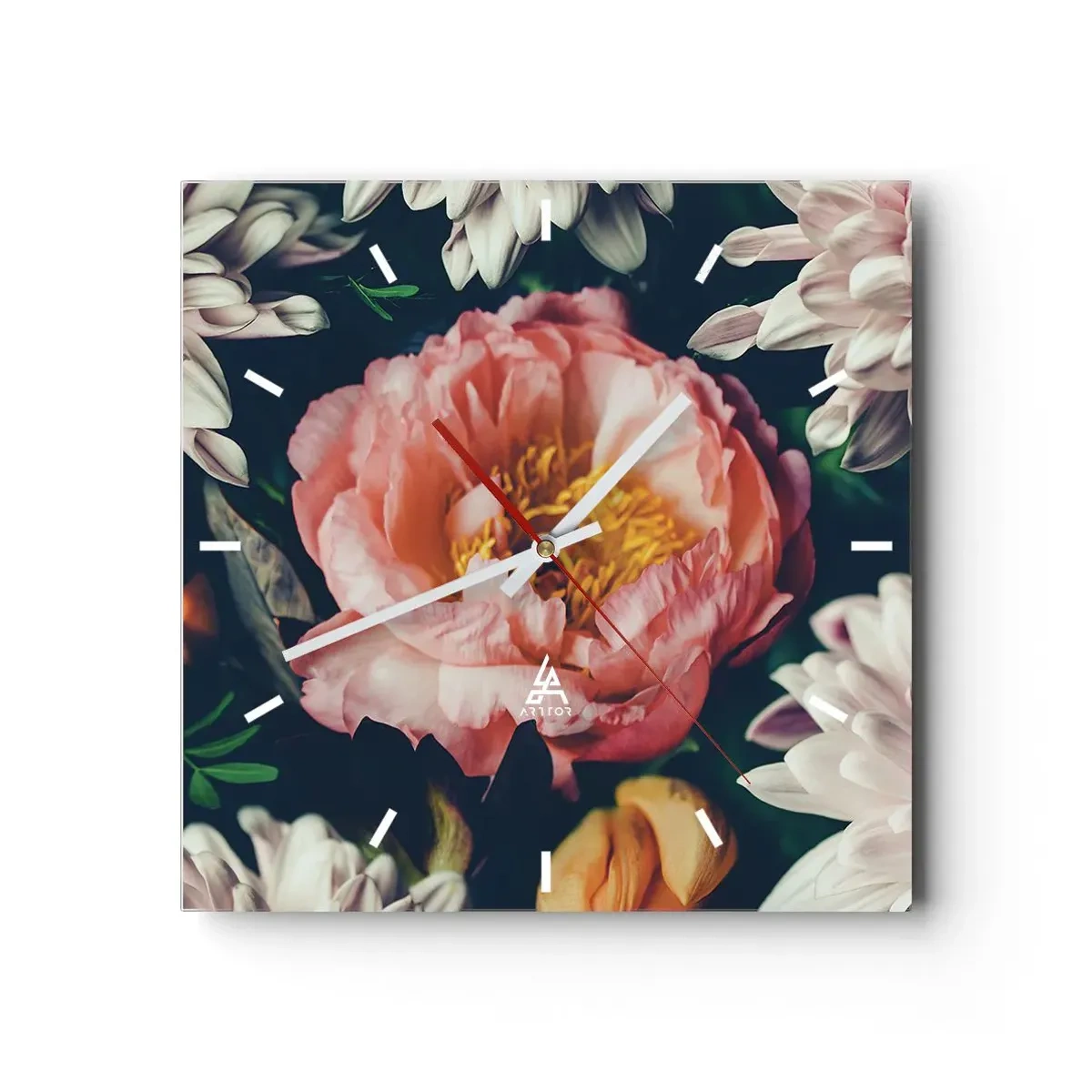 Ceas de perete - Ceas pe sticlă - Cu splendoare barocă - 30x30 cm
