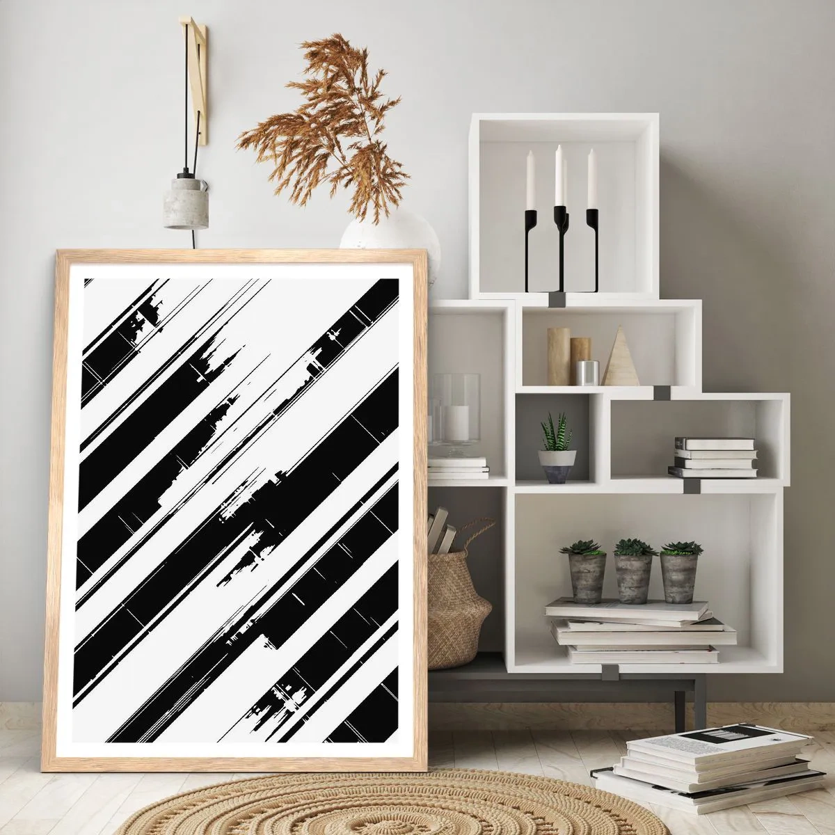 Poster în ramă de stejar deschis - Compoziție intensă și dinamică - 40x50 cm