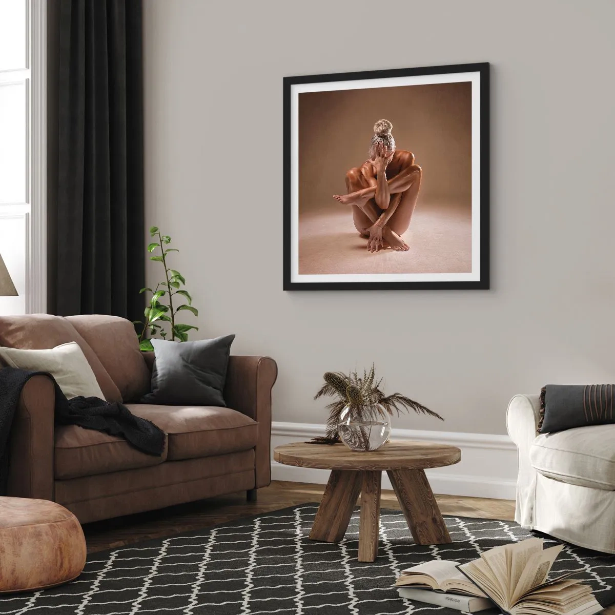 Poster în ramă neagră - Unitatea trupului și a spiritului - 40x40 cm