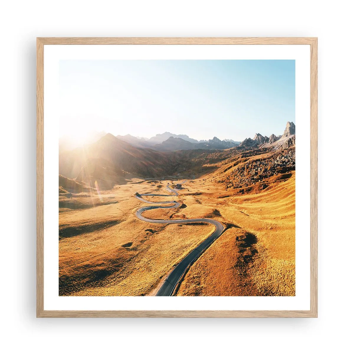 Poster în ramă de stejar deschis - Într-o vale de aur - 60x60 cm