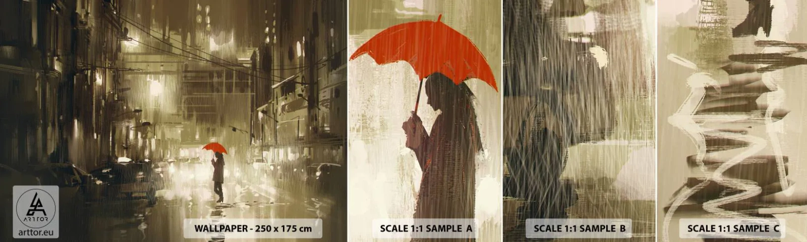 Mostră de Tapet Standard Eco - Singură, dar nu singuratică - Oraș, Femeie, Arhitectură - 100x30 cm