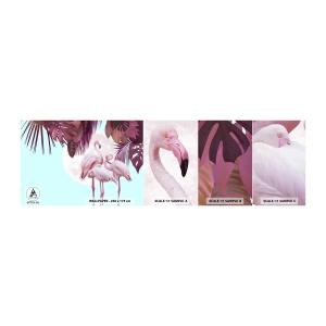 Mostră tapet autocolant Deluxe Sticker - Harul a trei păsări - Flamingos, Păsări, Natură - 100x30 cm
