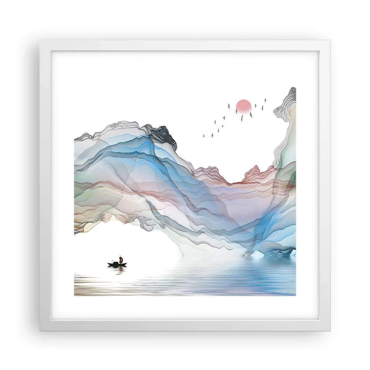 Poster în ramă albă - Spre munții de cristal - 40x40 cm