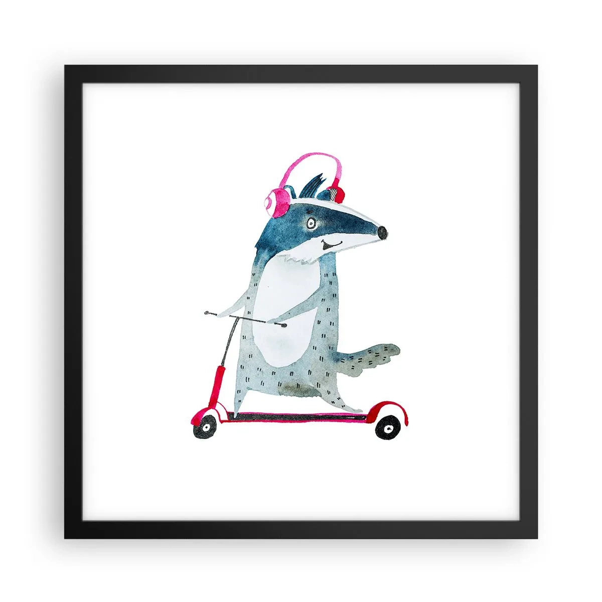 Poster în ramă neagră - Bucurie de bursuc - 40x40 cm