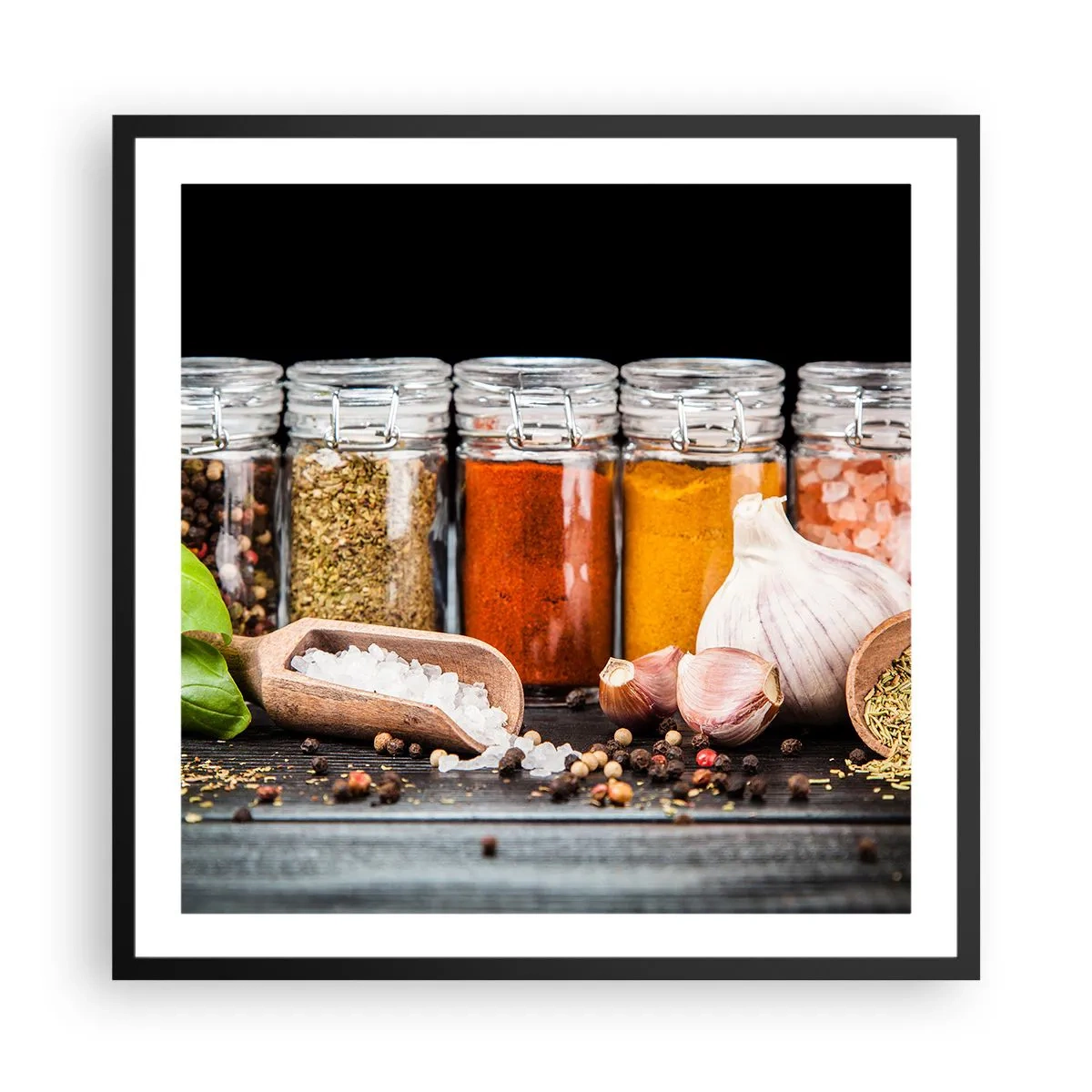 Poster în ramă neagră - Pentru a da un gust vieții - 60x60 cm